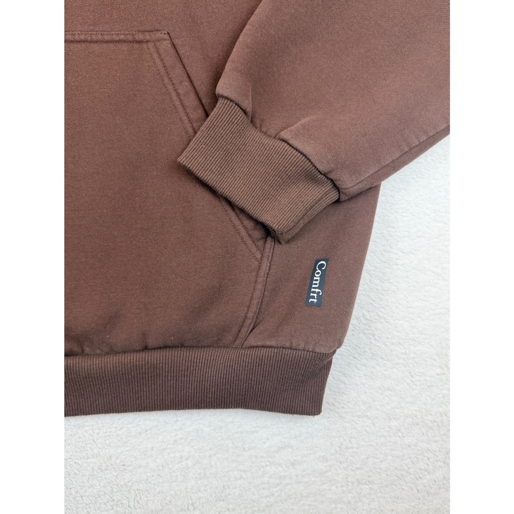 Comfrt Hoodie Chocolate Brown Heavyweight Fleece Pullover Mens L Puff Logo - Picture 9 of 15